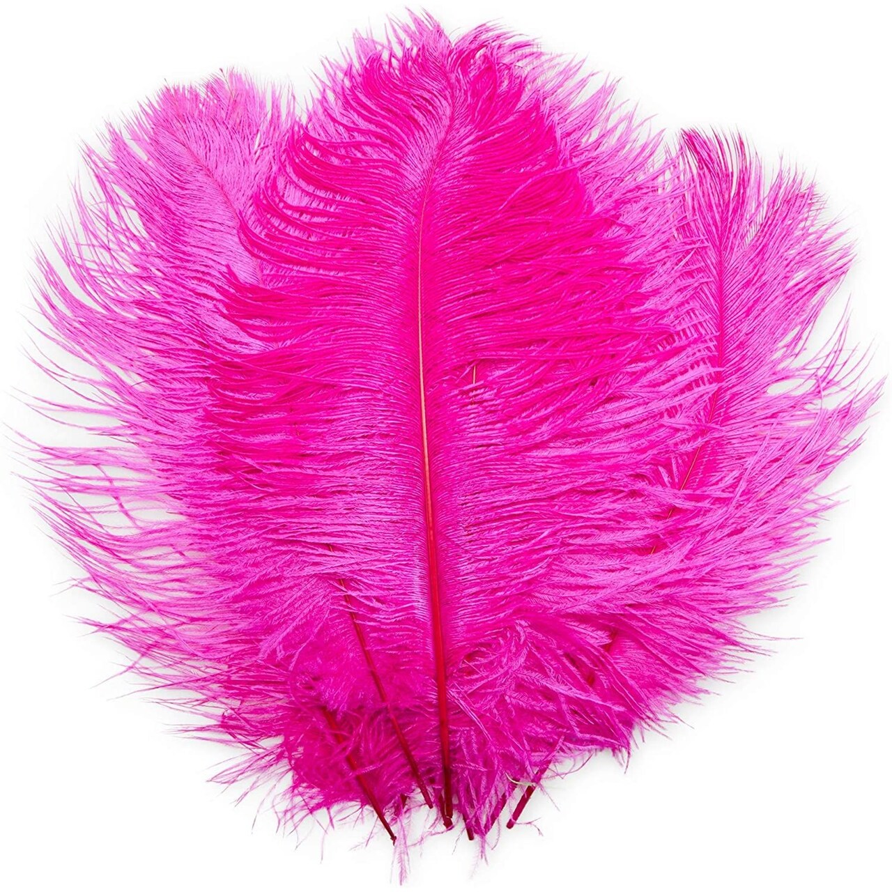 12-Pack Ostrich Feathers, Artificial Feather Plumes for Arts and Crafts, Faux Bird Plumage Trim for Costume and Outfit Decorations, 12-14-Inch Quills for Home Decor (Fuchsia)